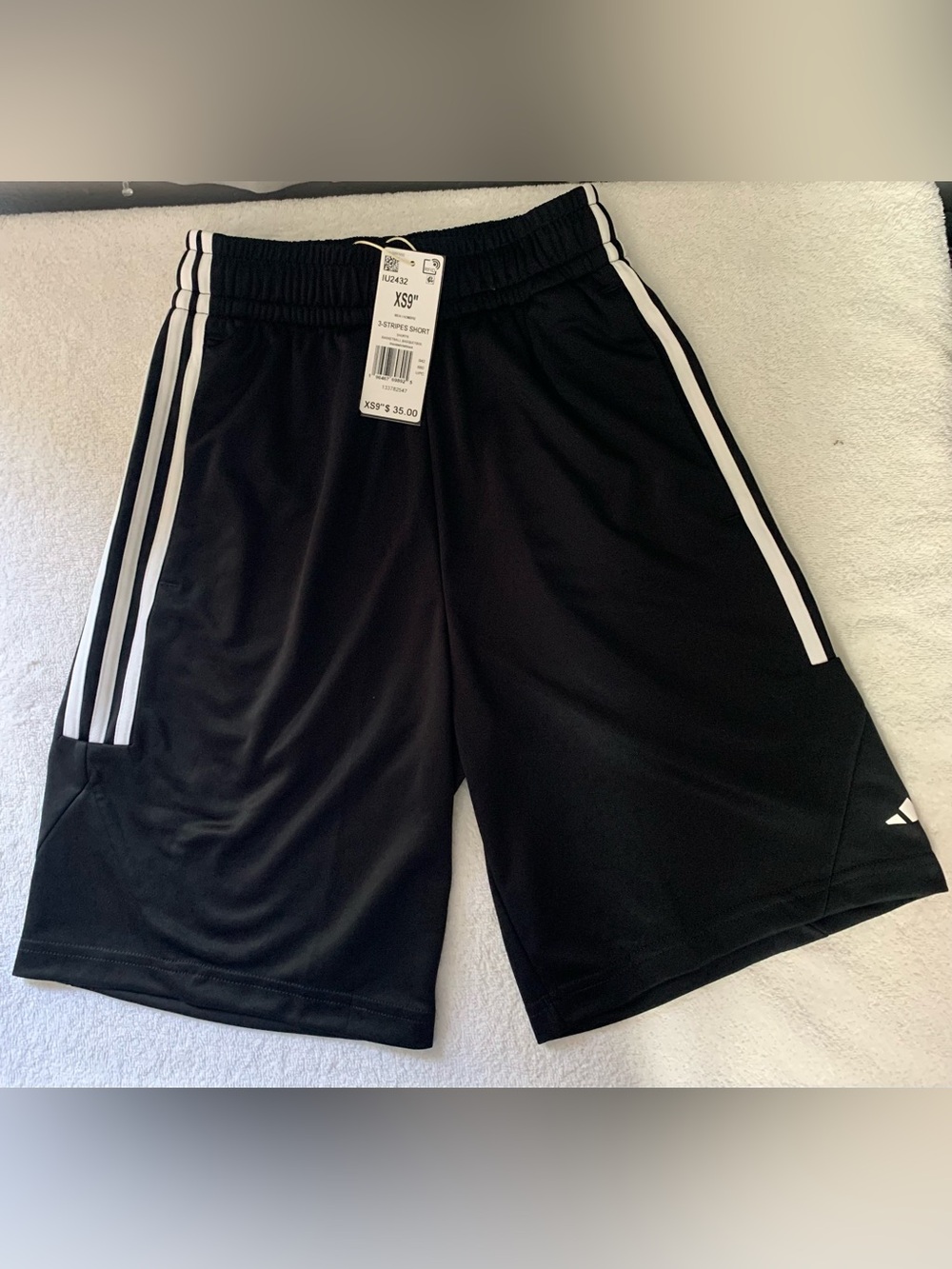 adidas Legend 3-Stripes Basketball Shorts Men’s Black White IU2432 Size XS 9"